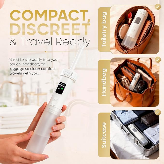 Portable Rechargeable Bidet for Travel Electric Waterproof Handheld Travel Bidet Sprayer, Personal Hygiene Cleaner for Women Men and Baby Care