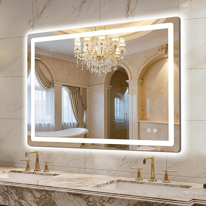 LED Bathroom Mirror, 30"x40" Bathroom Vanity Mirror with Lights for Wall, Smart Anti-Fog, Stepless Dimmable with 3 Color Mode, Backlit + Front Lit, Memory Function, ETL Listed