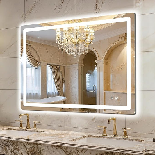 LED Bathroom Mirror, 30"x40" Bathroom Vanity Mirror with Lights for Wall, Smart Anti-Fog, Stepless Dimmable with 3 Color Mode, Backlit + Front Lit, Memory Function, ETL Listed