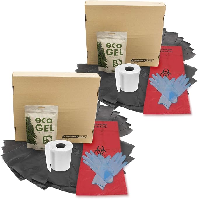 Portable Collapsible Toilet Set, 2 Pack, Black, Plastic, Matte Finish