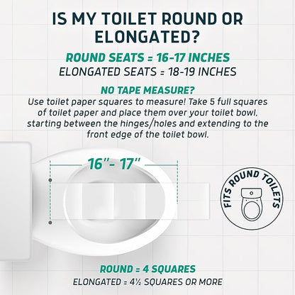 Lunderg Raised Toilet Seat with Handles - Round - Easy to Install Toilet Seat Risers for Seniors - Adds 3 Inches & Works like the one you’ve always used - Elegant design - No Hospital Vibe