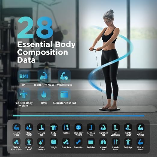 Posture Scale for Body Weight and Fat, Smart Digital Bathroom Scale BMI Weighing Bluetooth Body Fat Scale, 8 Electrode Body Fat Scale, Full Body Composition Analyzer with Voice Prompt