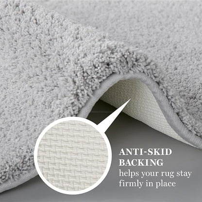 MARTHA STEWART Drylon Microfiber Bath Rug - 1 Piece, Ultra Soft Plush, Non-Slip, Thick, Washable Bathroom Rugs, Home Decor Accessories, Household Essentials, Large Bath Mat, 21" x 34", Light Gray