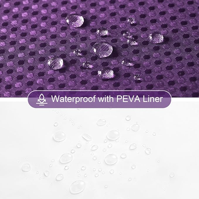 3 in 1 Purple Shower Curtain with PEVA Liner, 12 Hooks, 72x72 | Luxury Weighted Fabric Shower Curtain Set, 12 Stainless Steel Double-Sided Hooks, Water Repellent, Bathroom Decor