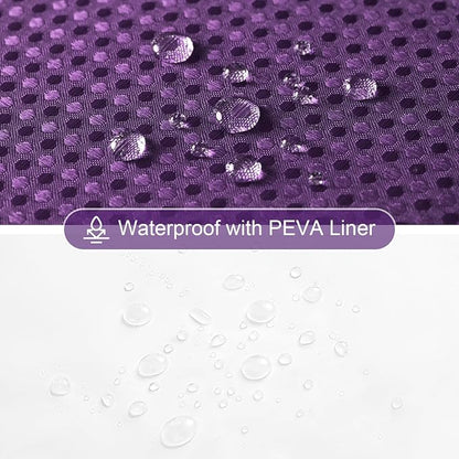 3 in 1 Purple Shower Curtain with PEVA Liner, 12 Hooks, 72x72 | Luxury Weighted Fabric Shower Curtain Set, 12 Stainless Steel Double-Sided Hooks, Water Repellent, Bathroom Decor