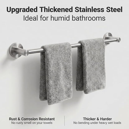 24-Inch Wall Mounted Towel Racks for Bathroom, 4-Piece Towel Bar Set | Rust-Resistant SUS 304 Stainless Steel, 4-Piece Towel Bar Set, sturdy wall mount, space-saving humid bath towel storage rack