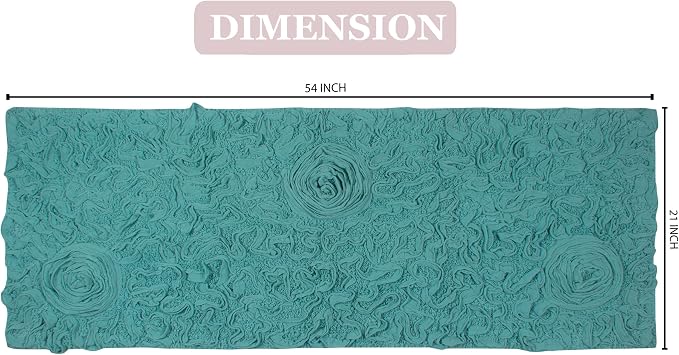 Home Weavers Bell Flower Collection 100% Cotton Tufted Bath Rugs, Extra Soft and Absorbent Bath Rugs, Non-Slip Bath Mats, Machine Washable, Bath Mats for Bathroom Floor, 21"x54" Runner, Turquoise