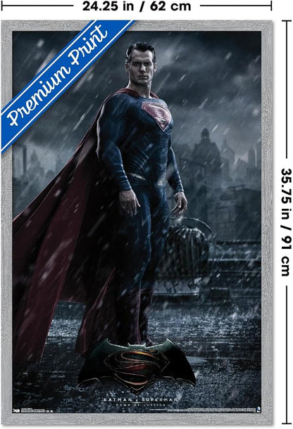 Trends International DC Comics Movie Batman v Superman - Superman Wall Poster, 34L x 22.4W, Gray Framed Version