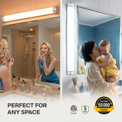 ASD 48 Inch LED Bathroom Vanity Light, 5CCT 2700K-5000K 35W, Dimmable Bathroom Light Fixtures, Modern Vanity Lights for Bathroom Lighting Fixtures Over Mirror, Wall Light Bar, Brushed Nickel, ETL