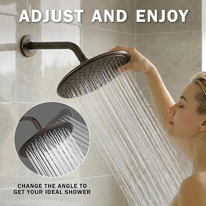 Waterfall Showerhead - 2.5 GPM - Oil-Rubbed Bronze | 9 Inch Large Overhead Rain Shower Head With Self-Clean Nozzles, Adjustable Brass Ball Joint, High Flow Best With Extender Arm