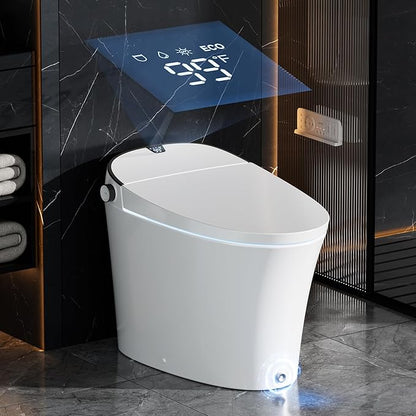 Smart Toilet with Bidet Built in, Luxury Bidet Toilet with Tank, Foam Dispenser for Self-Cleaning Shield, Heated Seat, Instant Warm Water & Dryer, Pump-Assist & Kick Flush, Digital Display