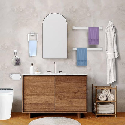 5 Pieces Brushed Nickel Towel Bar Set Bathroom Hardware Accessories Set Include 23.6 Inch Towel Bar Toilet Paper Holder Towel Ring Coat Hooks SUS304 Stainless Steel Wall Mounted Towel Holder Set