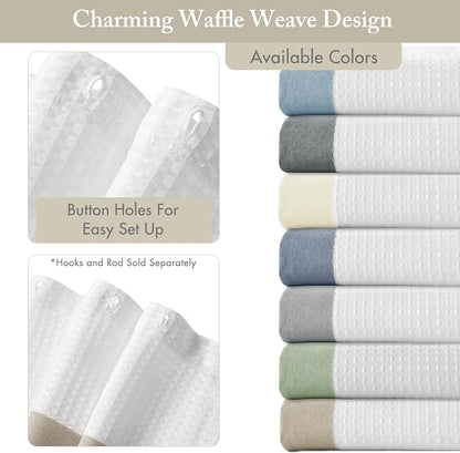Madison Park Spa Waffle Weave Extra Wide Shower Curtain, 108 x 72, Taupe | Striped, Pieced Fabric Design, 3M Scotchgard Moisture Management, Hotel Quality, Modern, for Bathroom, OEKO-TEX Certified
