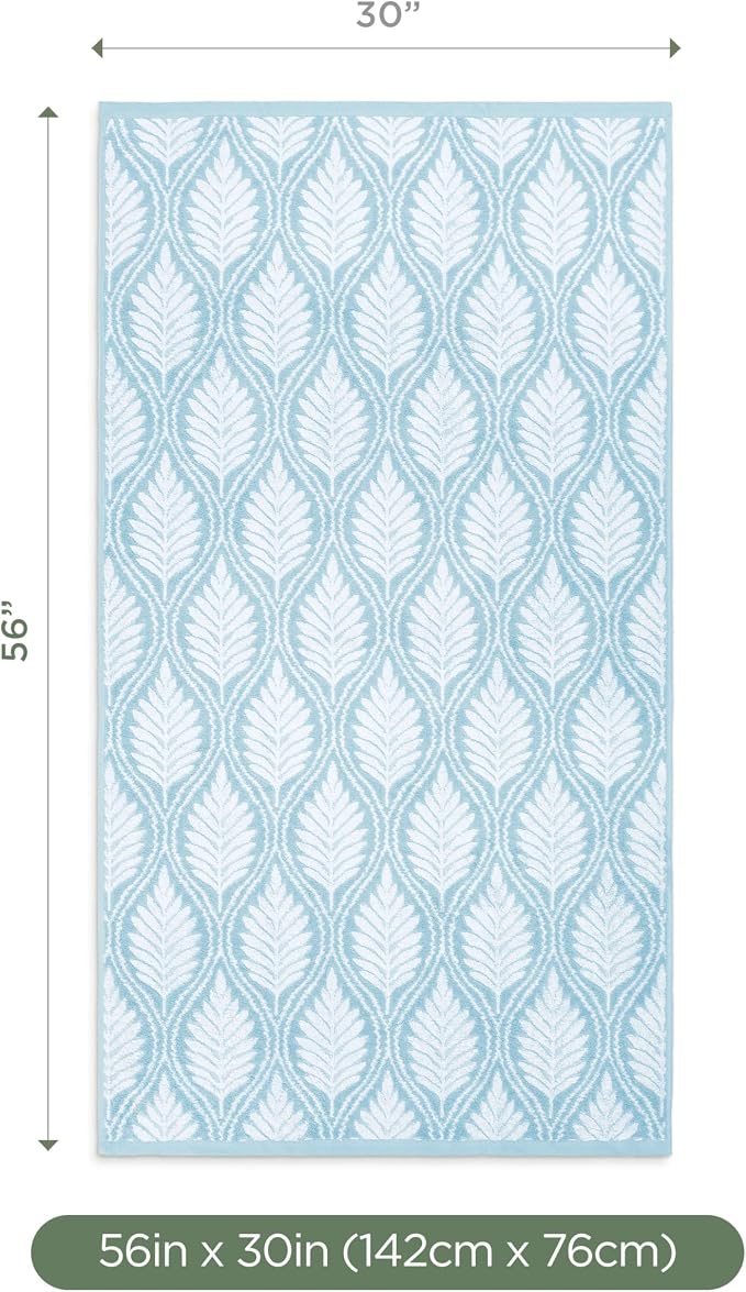 Martex Restore Fern Ogee Bath Towel – Soft, Absorbent, Moisture-Wicking and Quick to Dry – Lightweight for Everyday Use – Comfortable Feel with Convenient Loop for Hanging – 30" x 56" – Mineral
