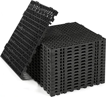 RITOLLO Modular Interlocking Cushion Drainage Floor Tiles, 16-Pack 11.8"x11.8" PVC Raised Non-Slip Interlocking Mats with Drain Holes for Deck, Pool, Garage, Shower, Patio, Bathroom, Sauna, Yard