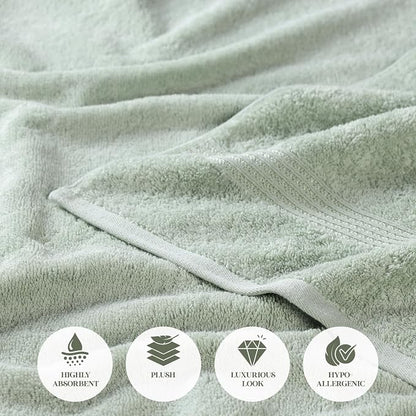 Superior Egyptian Cotton 6-Piece Towel Set, Bathroom Essentials, Towels For Bathroom, Apartment, Airbnb, Guest Bath, Face, Hand, Bath Towels, Washcloths, Absorbent, Fast Drying, Sage