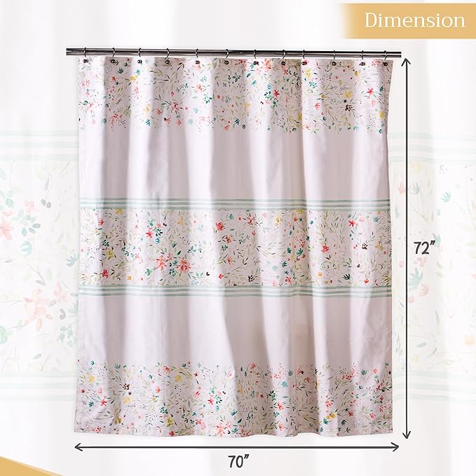 Maison d' Hermine Shower Curtain 100% Cotton One Panel 70"x72" Washable Fabric Shower Curtains for Bathroom, Easy Hanging with 12 Button Holes - Home Hotel Spa Easter Gifts (Colmar)