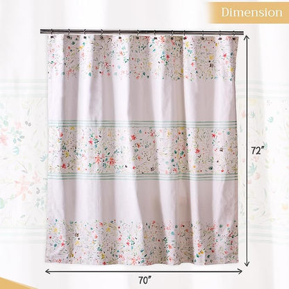 Maison d' Hermine Shower Curtain 100% Cotton One Panel 70"x72" Washable Fabric Shower Curtains for Bathroom, Easy Hanging with 12 Button Holes - Home Hotel Spa Easter Gifts (Colmar)