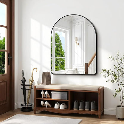 BONEWEI Arched Wall Mirror,40x48 inch Black Arched Mirror Bathroom,Large Vanity Mirror for Over Sink Metal Frame,Tempered Glass Arch Mirrors for Bedroom,Entryway,Living Room,Home Decor Shatter-Proof
