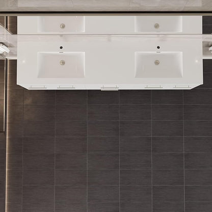 Eviva Lumina 84 in. White Wall Mount Double Sink Bath Vanity with Acrylic Top and Integrated Sinks