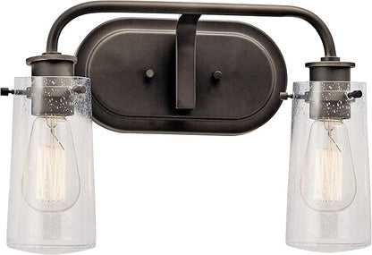 KICHLER Braelyn 14.75" 2 Light Vanity Light with Clear Seeded Glass Olde Bronze®