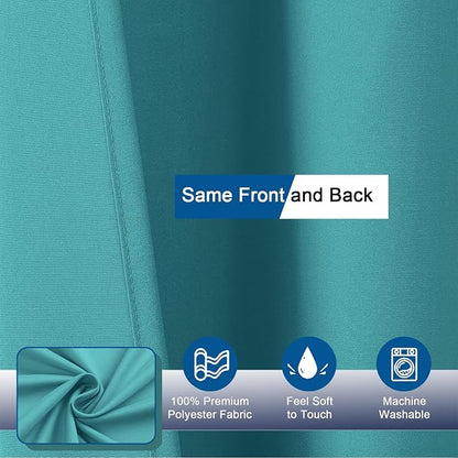 OVZME Zora Solid Turquoise Shower Curtain for Bathroom, Fabric Shower Curtain- Soft Cloth & Hotel Spa Quality, Water Repellent, Machine Washable Shower Curtain Set with 12 Hooks, Grommet Top, 72Wx72L