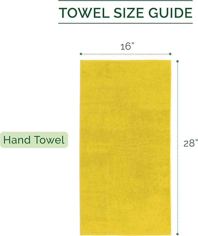 Elegant Comfort Luxury 100% Turkish Cotton Corduroy Ribbed 4 Pack Hand Towel Set 16 x 28 Inch - Absorbent, Super Soft, Quick Dry, Premium Towels for Bathroom, Gym, Spa and Hotel Use, Yellow