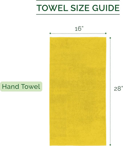 Elegant Comfort Luxury 100% Turkish Cotton Corduroy Ribbed 4 Pack Hand Towel Set 16 x 28 Inch - Absorbent, Super Soft, Quick Dry, Premium Towels for Bathroom, Gym, Spa and Hotel Use, Yellow