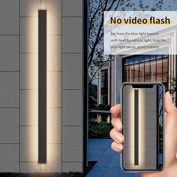 Aipsun Outdoor Lights 2 Pack,Modern Outdoor Wall Light 59inch Long Strip LED Wall Sconce IP65 Anti Rust Warm Light Fixture 3000K Exterior Wall Mount Lights for Entrance, Hallway, Garage, Porch