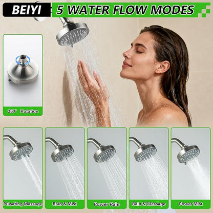 3 Handle Shower Faucet Set with Tub Spout Brushed Nickel Tub and Shower Trim Kit Bathtub Shower Faucets Completes Three Knob