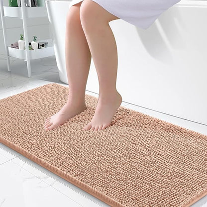 OLANLY Bathroom Runner Rugs 47x24, Extra Soft Absorbent Chenille Bath Rugs | Peach, Quick-Drying Rubber Backing, Machine Washable Long Bath Mat for Bathroom Floor, Tub and Shower, Home Decor Accessories
