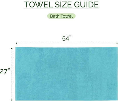 Elegant Comfort 100% Turkish Cotton Corduroy Ribbed Luxury Soft 2 Pack Bath Towels 27 x 54 Inch - Ultra Plush, Absorbent, Quick Dry, Hotel Spa Quality Towels for Bathroom Essentials, Aqua