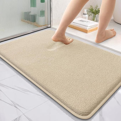 OLANLY Thick Memory Foam Bathroom Rugs 36x24, Absorbent Bath Mat, Beige | Soft Quick Dry Bath Rugs, Non-Slip, Machine Washable Carpet for Bathroom Floor, Tub and Shower, Home Decor Accessories