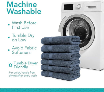 Pleasant Home Bath Towels Set of 6 (24” x 50”) 100% Cotton, 515 GSM | Lightweight, Soft & Highly Absorbent Luxury Towels for Bathroom | for Gym, Pool & Spa | 6 Pack, Navy
