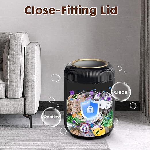 Procade Touchless Trash Can Bathroom,Small Motion Sensor Trashcan with lid | 3 Gallon Automatic Garbage Can,Smart Gold and Black Trash Bin,Auto WasteBasket for Bedroom,Office,Dorm,Toilet, rv, Kitchen