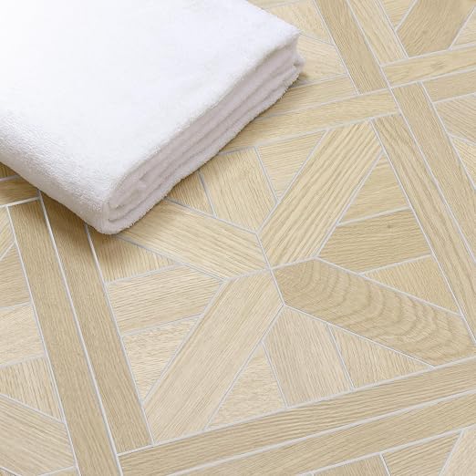 12-Pack Peel and Stick Floor Tile, 12" x 12" Pinwheel SPC Self-Adhesive Luxury Vinyl Flooring, Wood-Look Groutable Backsplash Tile for Kitchen Bathroom, Natural Oak, Covers 12 Sq. Ft.
