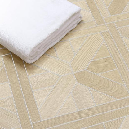 12-Pack Peel and Stick Floor Tile, 12" x 12" Pinwheel SPC Self-Adhesive Luxury Vinyl Flooring, Wood-Look Groutable Backsplash Tile for Kitchen Bathroom, Natural Oak, Covers 12 Sq. Ft.