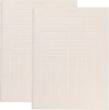 Superior 100% Cotton Bathmat Set, Bath Mats, Bathroom Decor, Shower, Bathtub Essentials, Home Accessories, Small Washable Rug, No Backing, Heavyweight, Nora Collection, Set of 2, 22" x 35", Cream