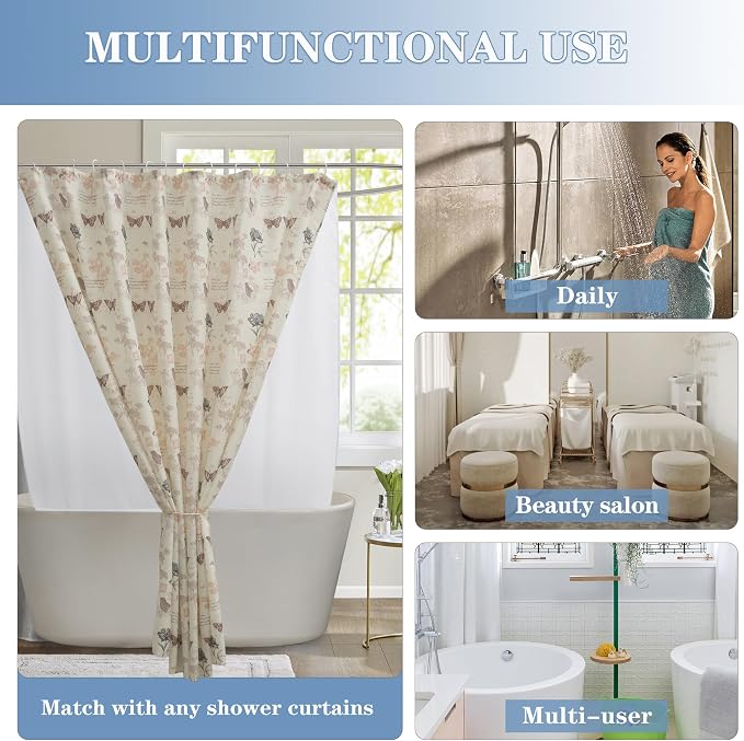 Nasitos Shower Curtain Liners 2 Pack - W36 x H72 - Washable & Water Resistant Fabric Bath Shower Liners for Narrow Stall, Stand Up Shower Stall, RV, Camper (White, 4 Magnets Included)