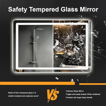 LED Bathroom Mirror with Lights, 20 x 30 Lighted Vanity Wall Mirror | Backlit and Frontlit, Anti-Fog, Dimmable 3 Colors, Shatter-Proof Tempered Glass, Memory Function, Plug-in/Hardwired