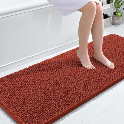 OLANLY Bathroom Runner Rugs 59x24, Extra Soft Absorbent Chenille Bath Rugs | Rustic Terracotta, Quick-Drying Rubber Backing, Machine Washable Long Bath Mat for Bathroom Floor, Tub and Shower, Home Decor
