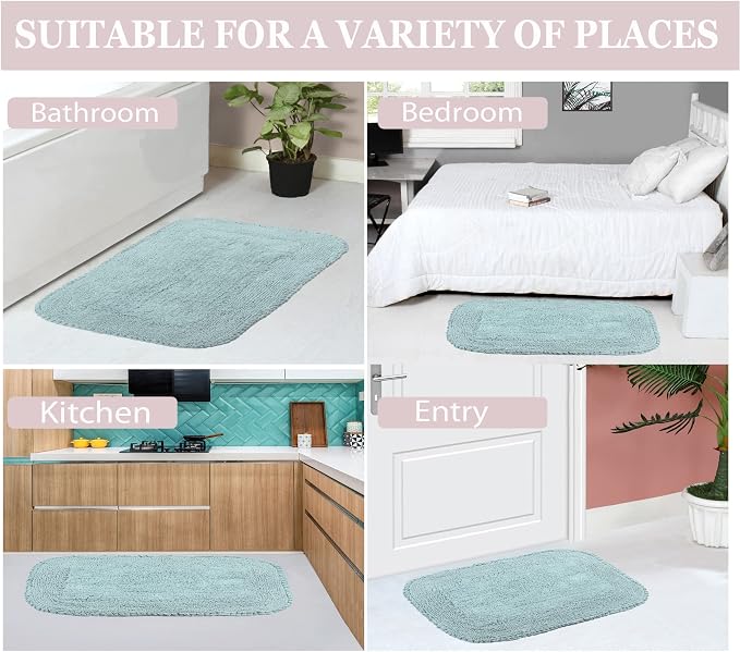 Home Weavers Radiant Collection 100% Cotton Bathroom Rugs Set, Bathroom Décor, Washable Rug, Extra Soft and Absorbent Bath Rug, Kitchen Mat, Bath Mat Set, Bath Floor Mat Non Slip, 22" Round, Sky Blue