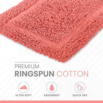 Martex 100% Cotton Ringspun Bath Rug | Super Soft | Super Absorbent | Essential Bathroom Rugs | Non-Slip Bath Mat | Quick Drying Bath Mat | Coral