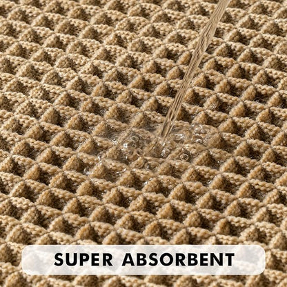 MIULEE Set of 2 Waffle Bathroom Rugs Boho Bath Mat Brown 18x30 Inch | Non Slip, Super Absorbent, Washable, Ultra Soft, Rubber Backed Bath Rugs for Bathroom Floor Tub Shower