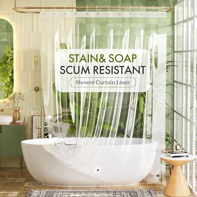 Bathway Extra Long Shower Curtain Liner, Clear Shower Curtain Liner 84 Inches Long Plastic Shower Curtain Liner 72x84 PEVA Waterproof with 3 Magnets and 12 Rustproof Grommets, Tall Shower Liner