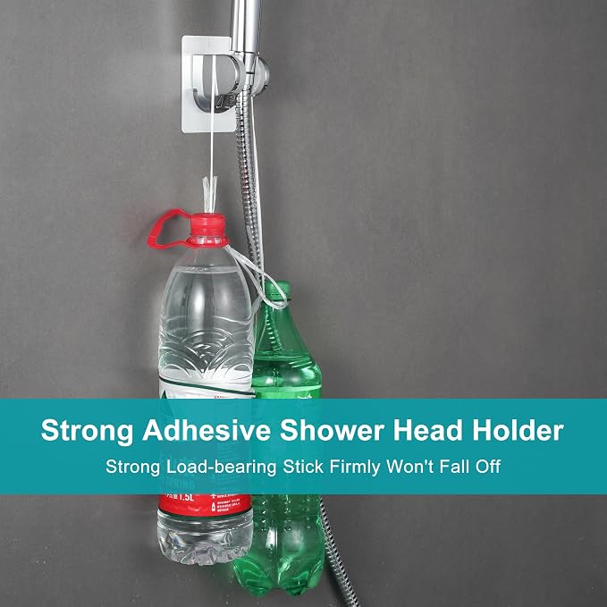 GwernKB Handheld Shower Head with Hose and On Off Switch,Water Saving | 3 Mode High Pressure Spray,for RV Camper,Bathroom,No Drilling Wall Mount Adhesive Shower Holder,Hose Guide Ring,Silver