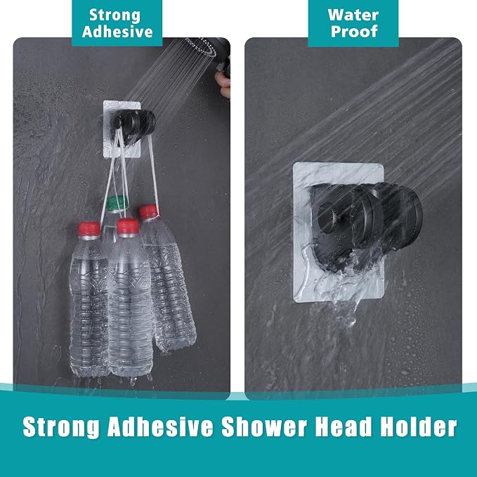 Handheld Filter RV Shower Head with ON OFF Switch | 5 Mode High Pressure Spray,for RV,Camper,Bathroom,Stainless Steel Shower Hose,No Drilling Wall Mount Adhesive Shower Holder