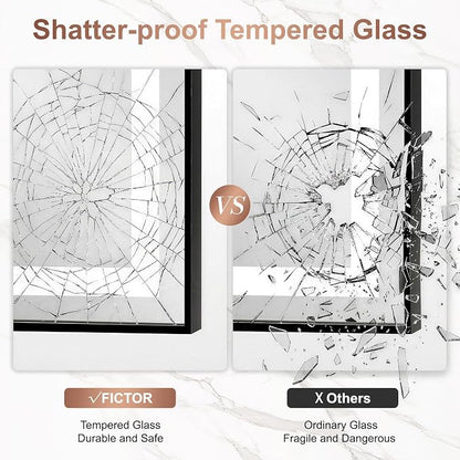 LED Bathroom Mirror with Lights, 24"x36" Black Framed Lighted Vanity Mirror | Anti-Fog, Dimmable 3 Color Temperature, Front & Backlit, Memory Function, Shatterproof Tempered Glass