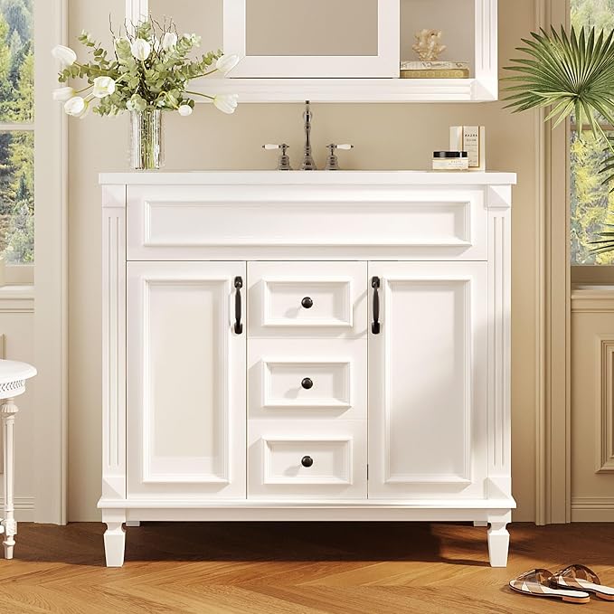 Merax 36" Bathroom Vanity with Sink Combo, Wood Freestanding Storage Cabinet Set W/2 Soft Closing Doors and 2 Drawers