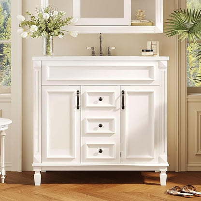 Merax 36" Bathroom Vanity with Sink Combo, Wood Freestanding Storage Cabinet Set W/2 Soft Closing Doors and 2 Drawers